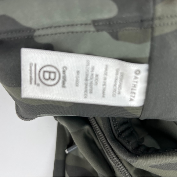 Athleta Camo Contender Leggings Olive Green Powerlift Small Yoga Run Gym Cropped - Picture 6 of 10
